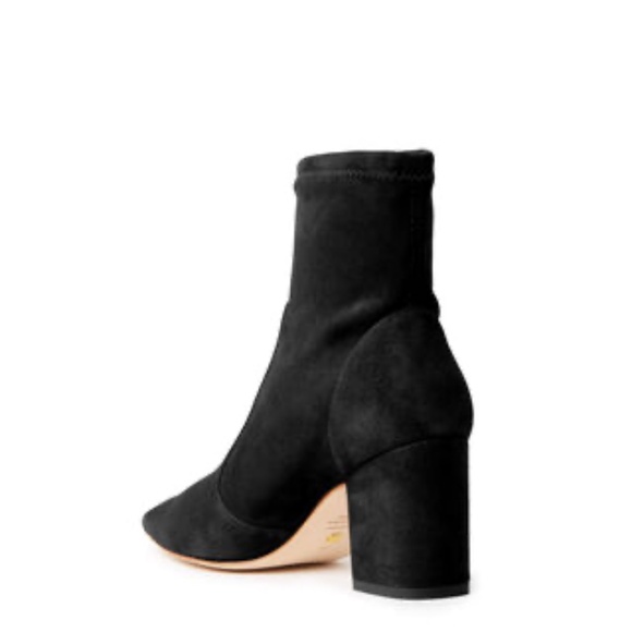 Stuart Weitzman Stuart 75 Block Heel Stretch Bootie Black Suede Ankle Boots 6.5 - Picture 3 of 11